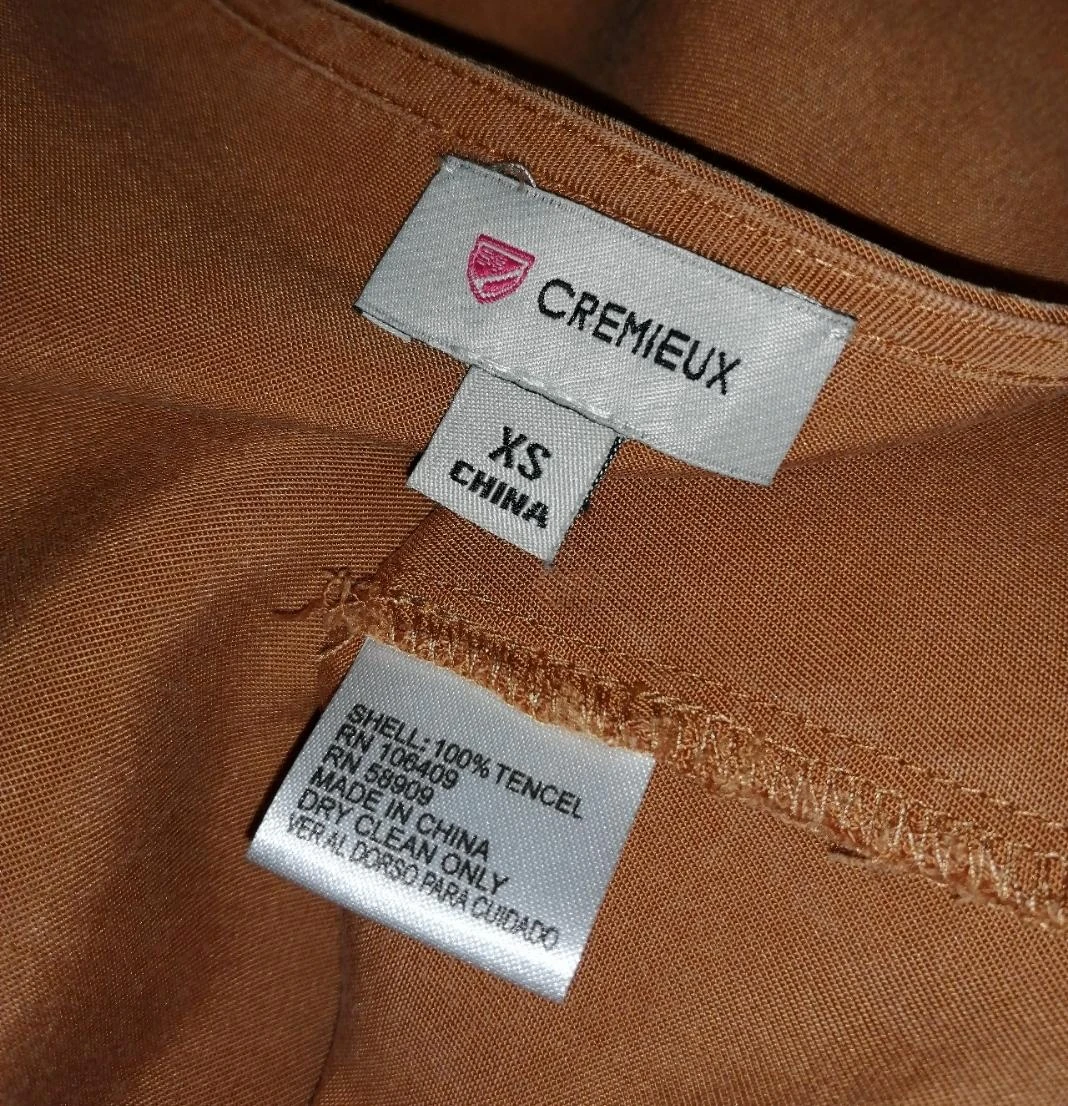 Fluid V-neck blouse with long puff sleeves terracotta with embroidery "Cremieux" – photo 3
